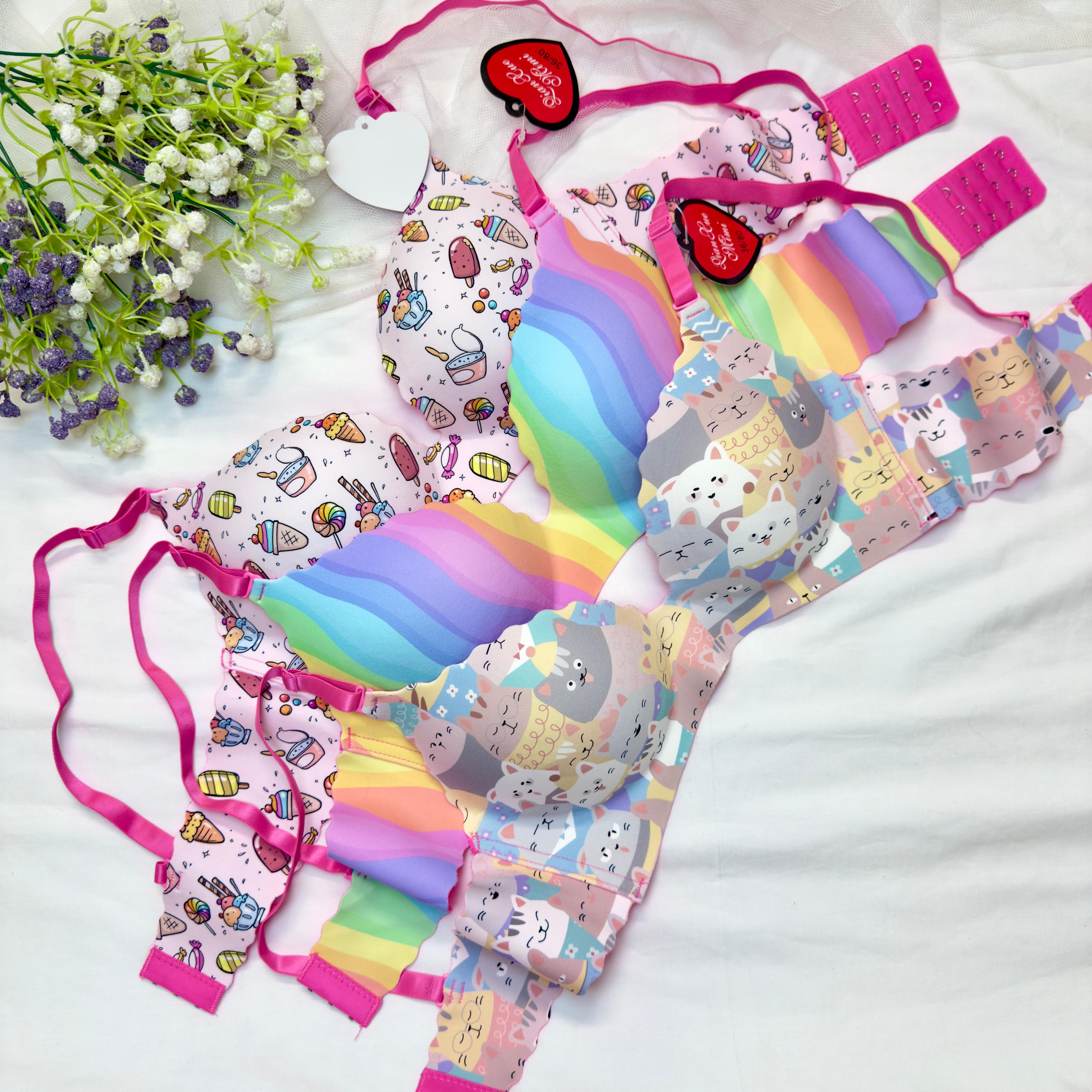 Cartoon Print Seamless Bra