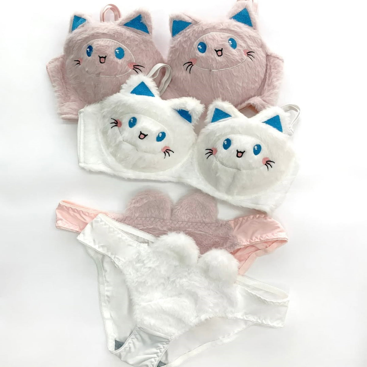 New High Quality Sexy Cute Kitty Anime Soft Plush Design Bra & Panty Set