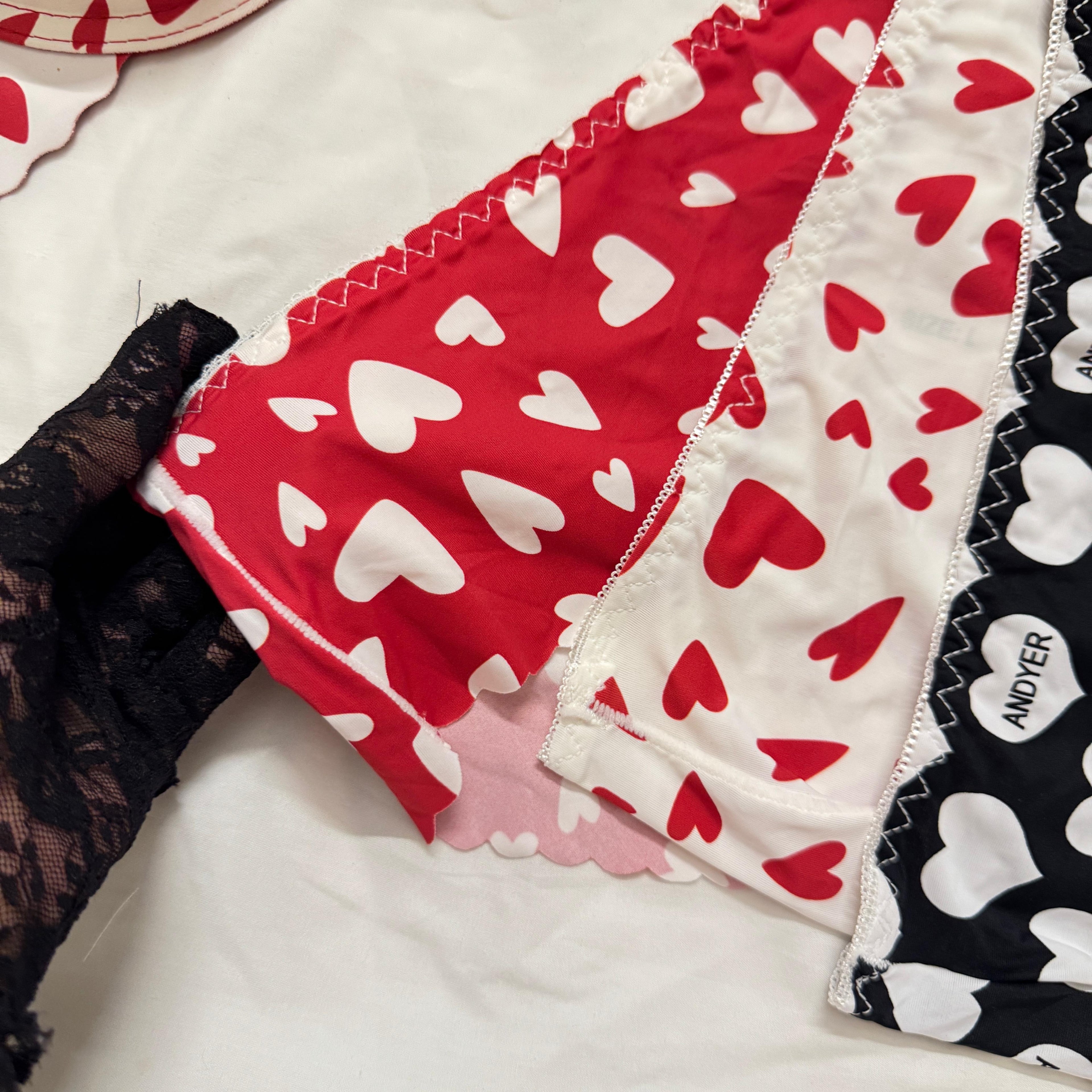 Heart Print Soft Bra Set♥️🤍🖤