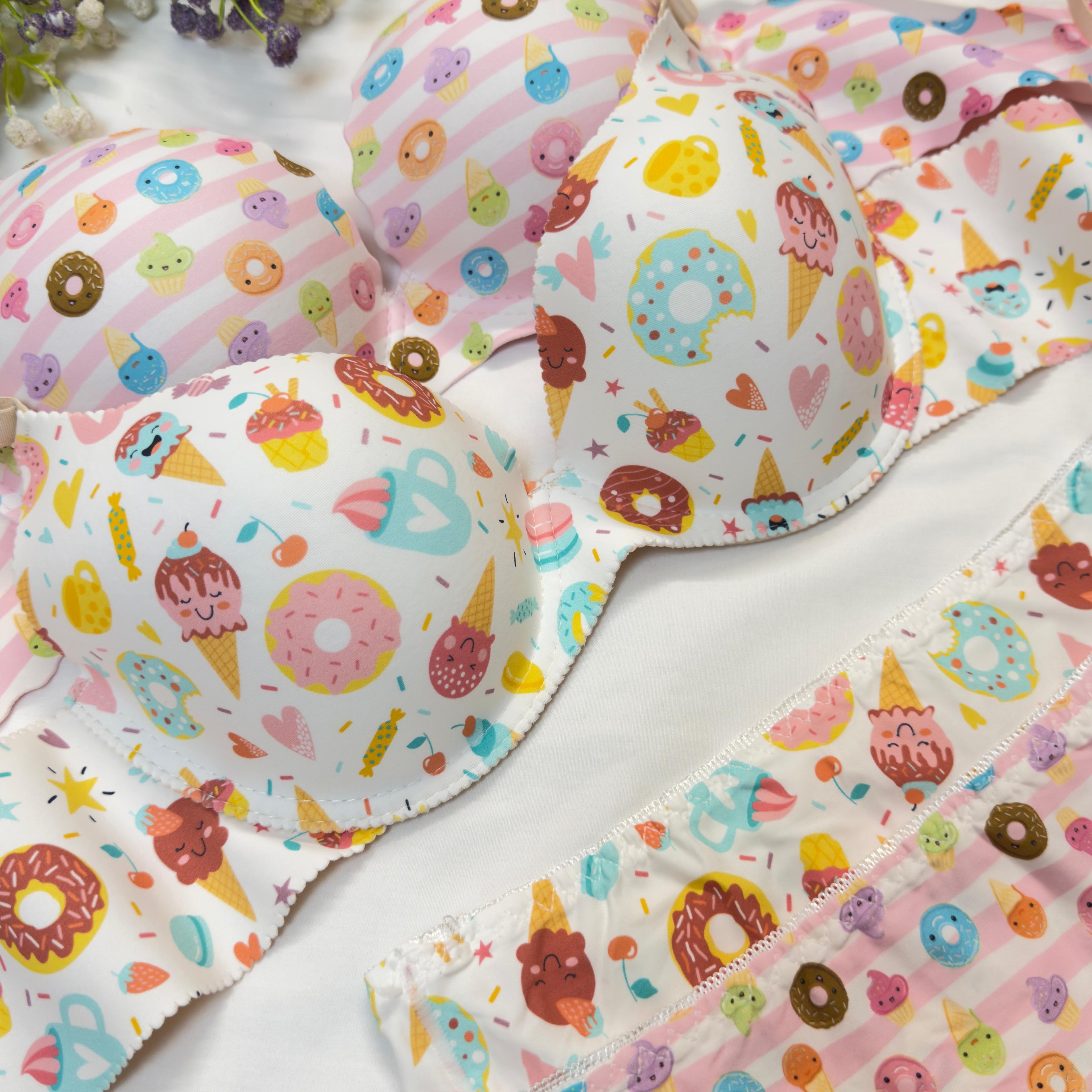 Ice Cream & Donut Bra Set