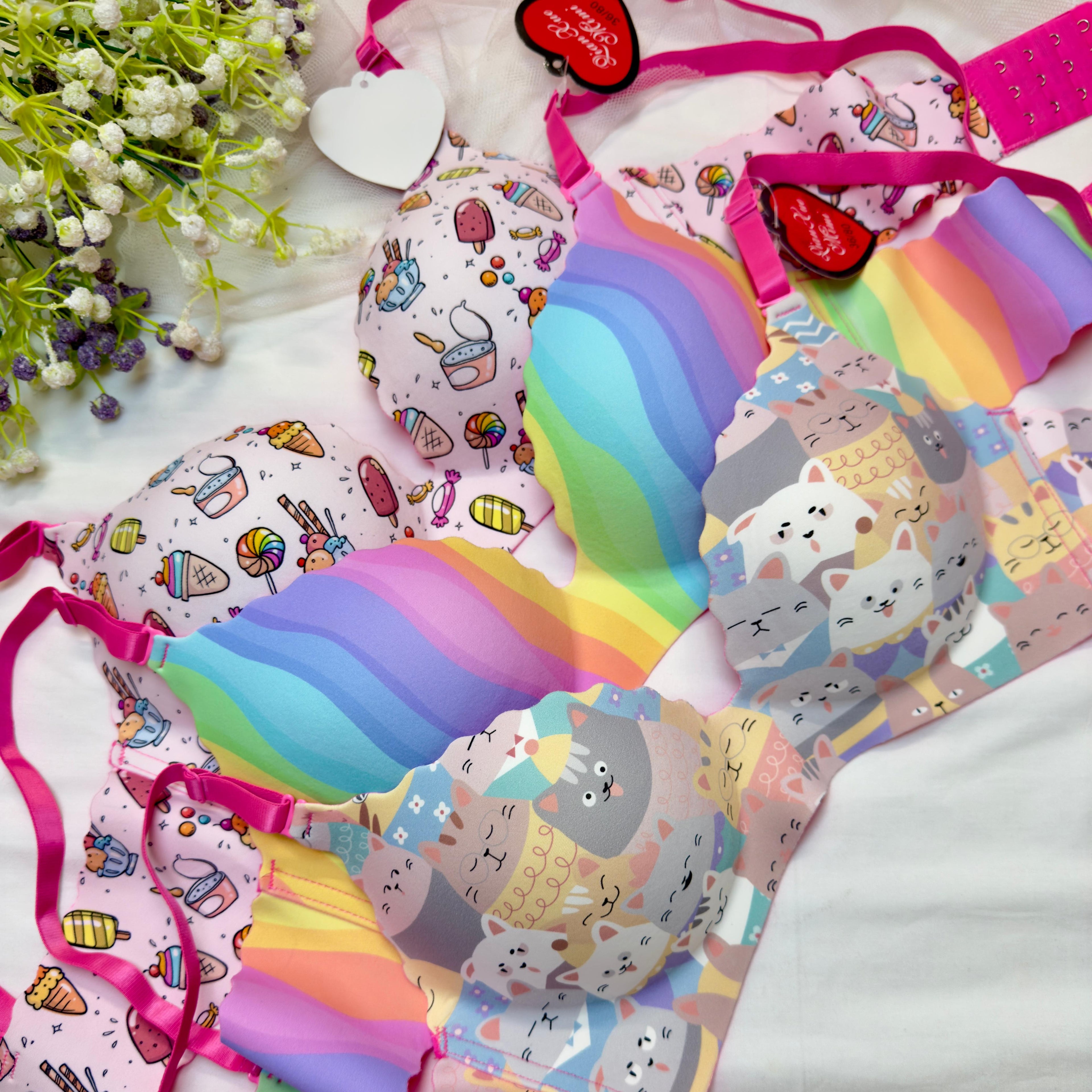 Cartoon Print Seamless Bra
