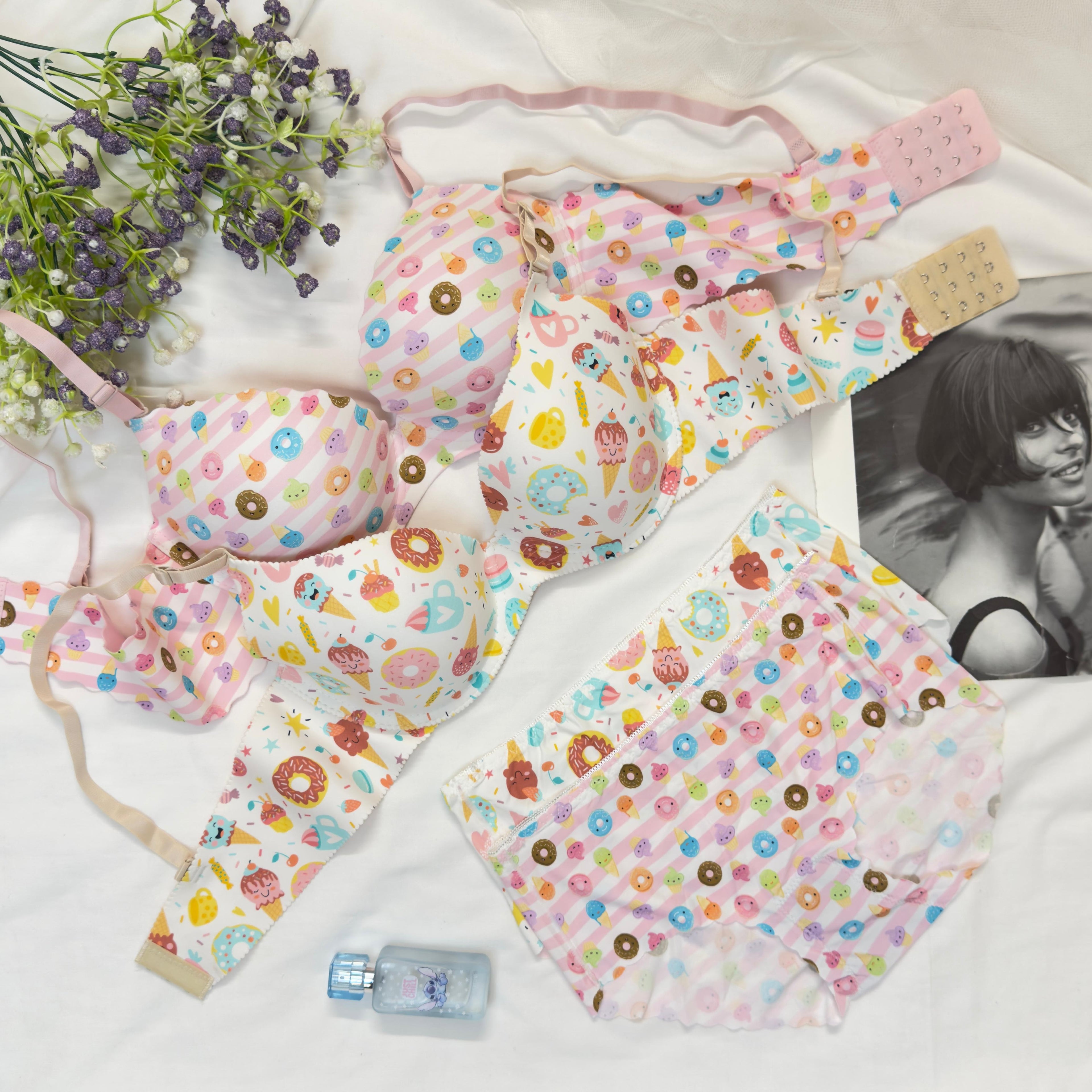 Ice Cream & Donut Bra Set