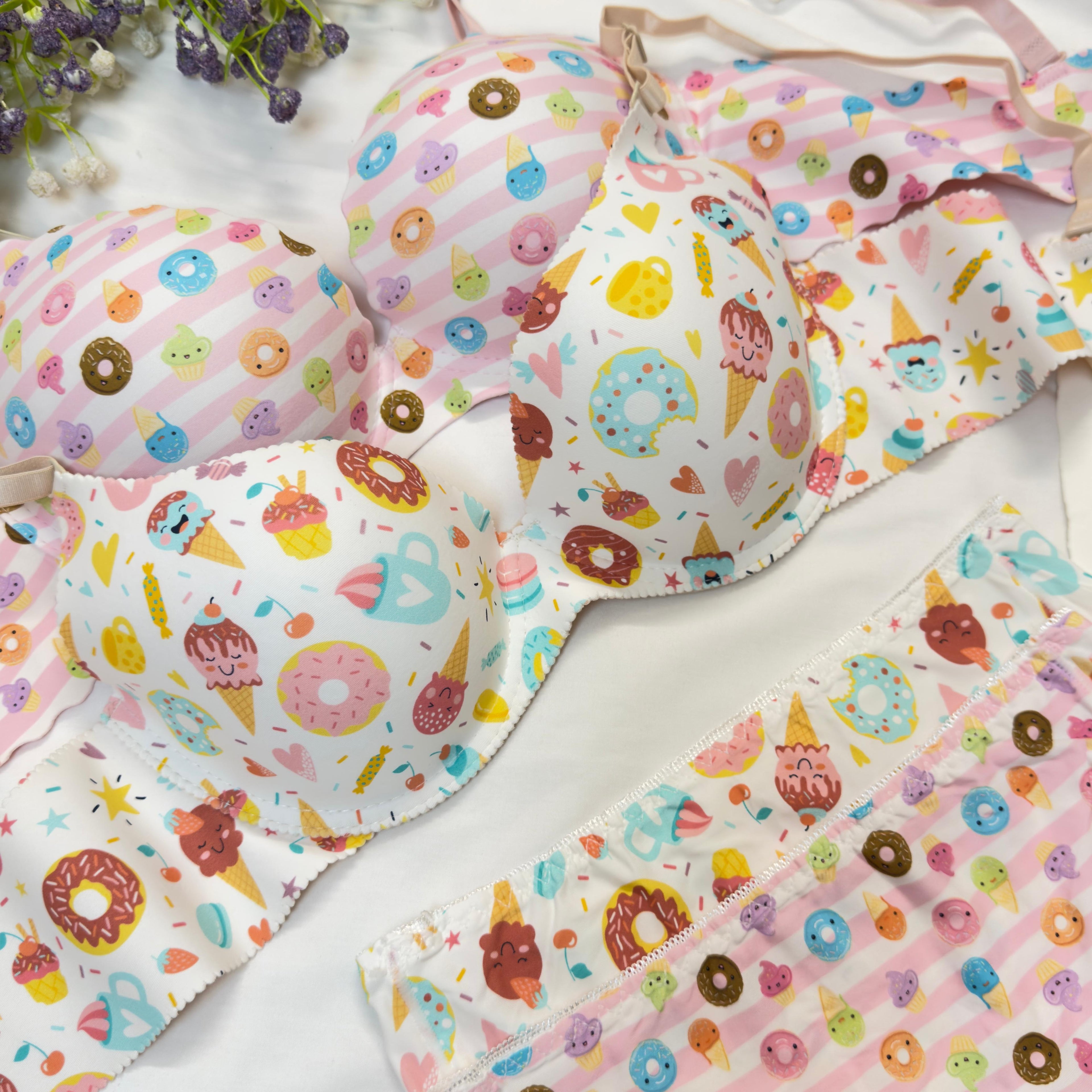 Ice Cream & Donut Bra Set