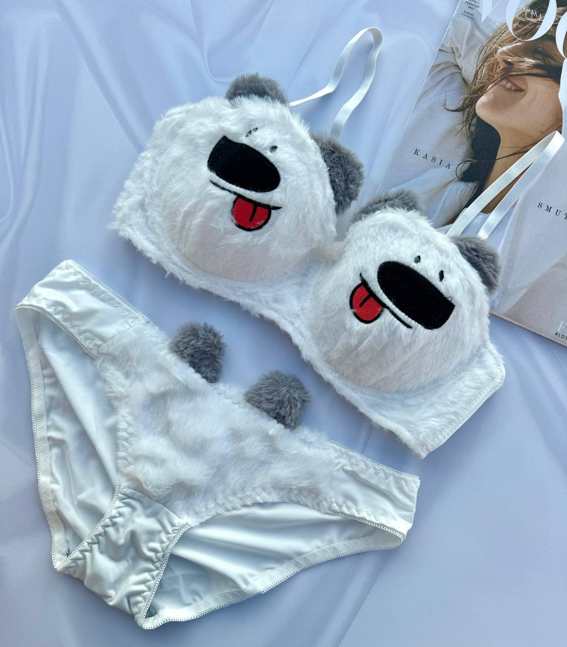 New High Quality Sexy Cute Kitty Anime Soft Plush Design Bra & Panty Set