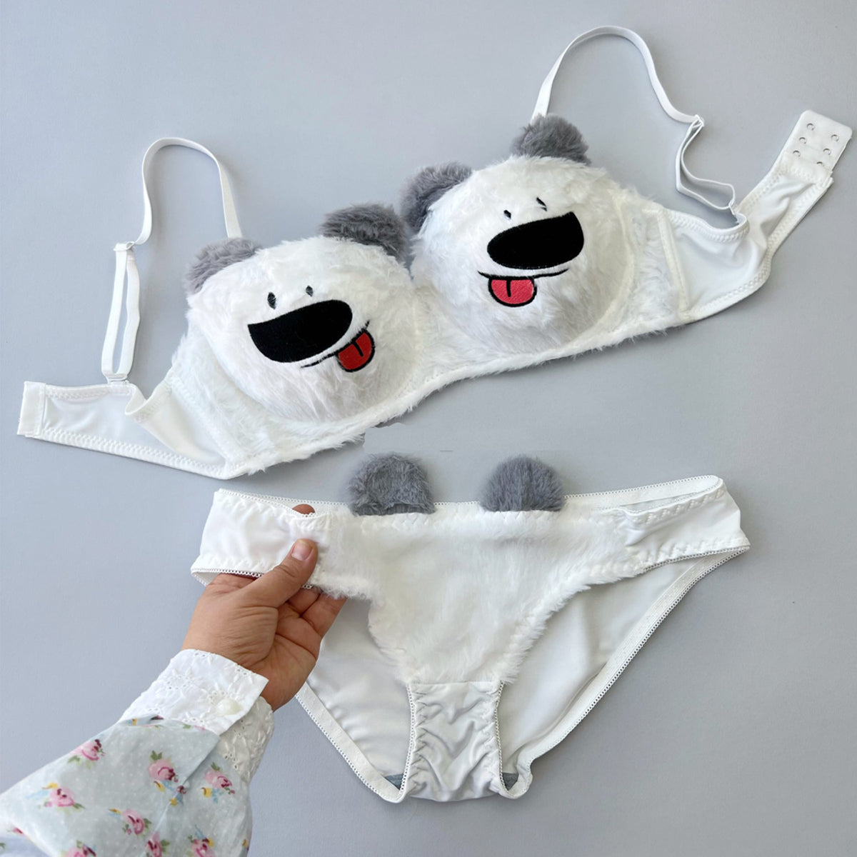 New High Quality Sexy Cute Kitty Anime Soft Plush Design Bra & Panty Set