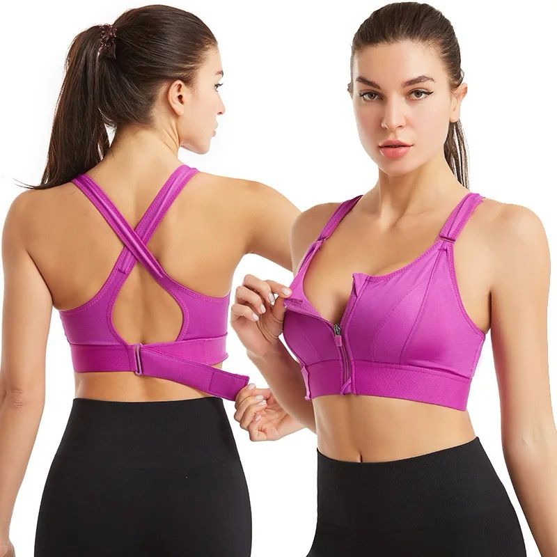Pack of 2 Breast Support Front Zipper Sports Casual or Gym Bra