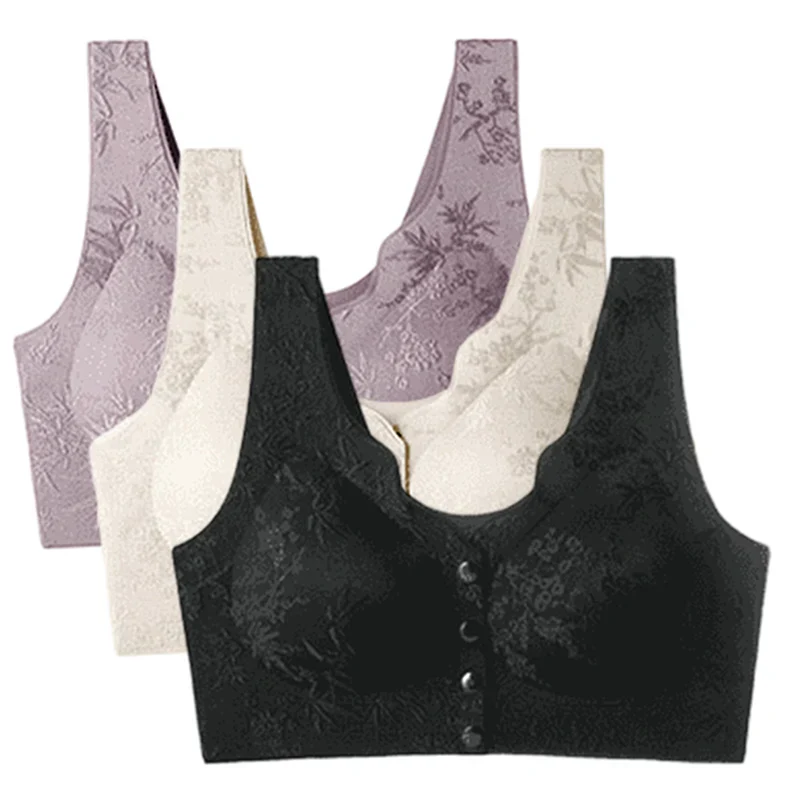 PACK OF 3 Comfort Front-Clasp & Wire-Free Seamless Bra